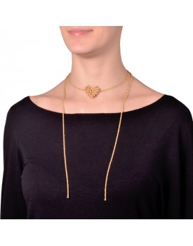 Colar Dourado Coração De Pau Marfim