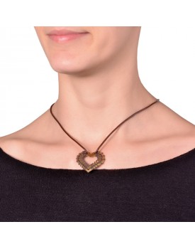 Colar Dourado Coração Duplo Caseado