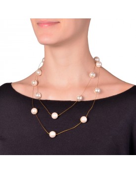 Colar Dourado Fio Com Pérolas