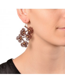 Brinco Dourado Cacho De Flores Barroca