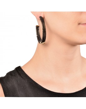 Brinco Dourado Argola Dupla Caseada Com Silicone