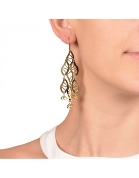 Brinco Dourado Folhas E Margaridinhas Médio