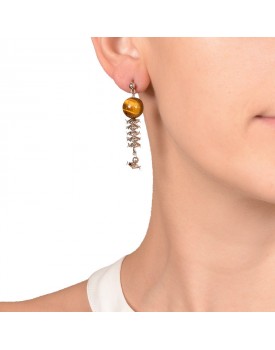 Brinco Prateado Olho De Tigre