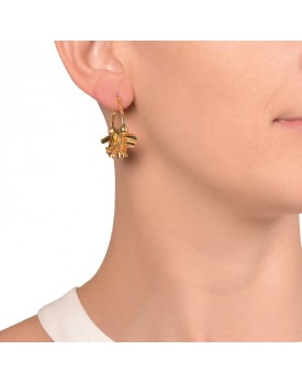 Brinco Dourado Argola Pequena Com Tubos