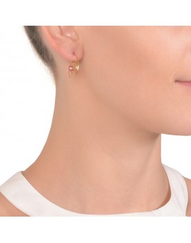 Brinco Dourado Espiral Com Pérola Rose