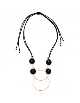Colar Dourado Com Pérolas De Resina