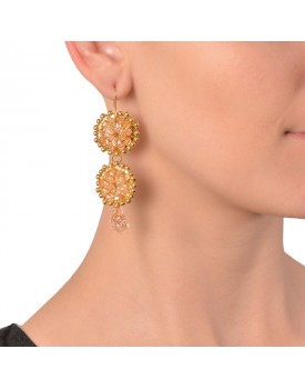 Brinco Dourado Margaridas Com Swarovisk