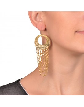 Brinco Dourado Argola Com Corrente