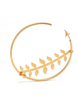 Brinco Dourado Com Galho Com Folhas
