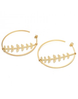 Brinco Dourado Com Galho Com Folhas