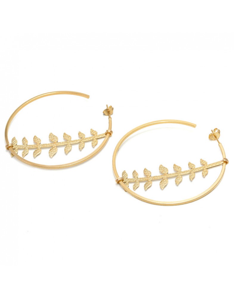 Brinco Dourado Com Galho Com Folhas