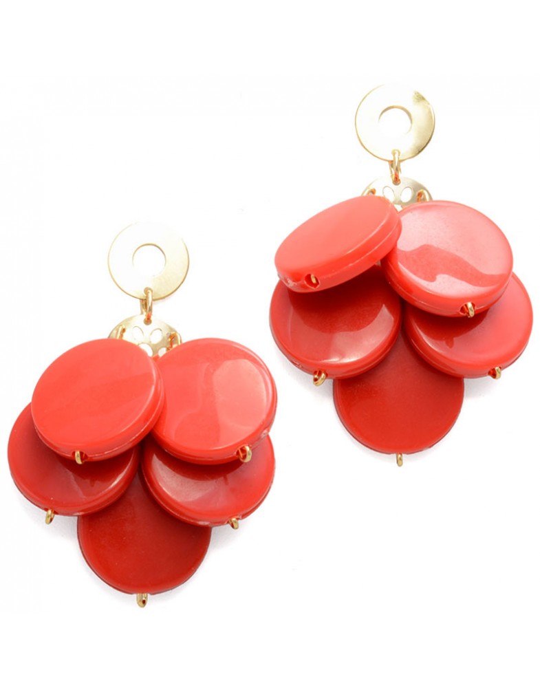 Brinco Dourado Cacho Vermelho