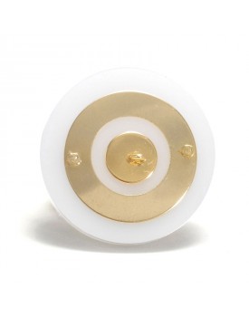 Anel Dourado Disco Acrílico Branco