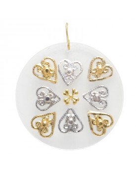 Brinco Dourado Mandala Acrílico E Trevo