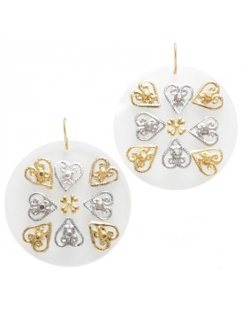 Brinco Dourado Mandala Acrílico E Trevo
