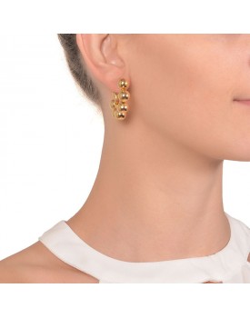 Brinco Dourado Argola Pequena Com Bolinhas Grandes