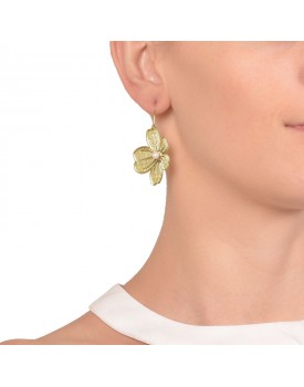 Brinco Dourado Trevo 4 Folhas Com Pérola