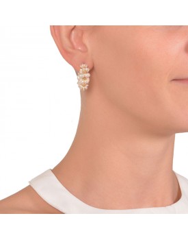 Brinco Dourado Argola Com Pérolas
