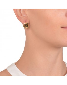 Brinco Dourado Flor De Liz Dupla