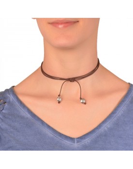 Colar Prateado Silicone Com Bolas