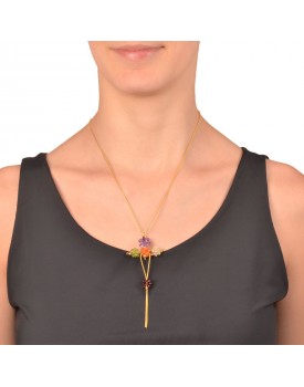 Colar Dourado Crucifixo De Pedras