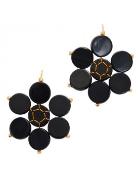 Brinco Dourado Flor Negra