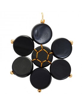 Brinco Dourado Flor Negra