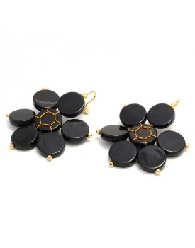 Brinco Dourado Flor Negra