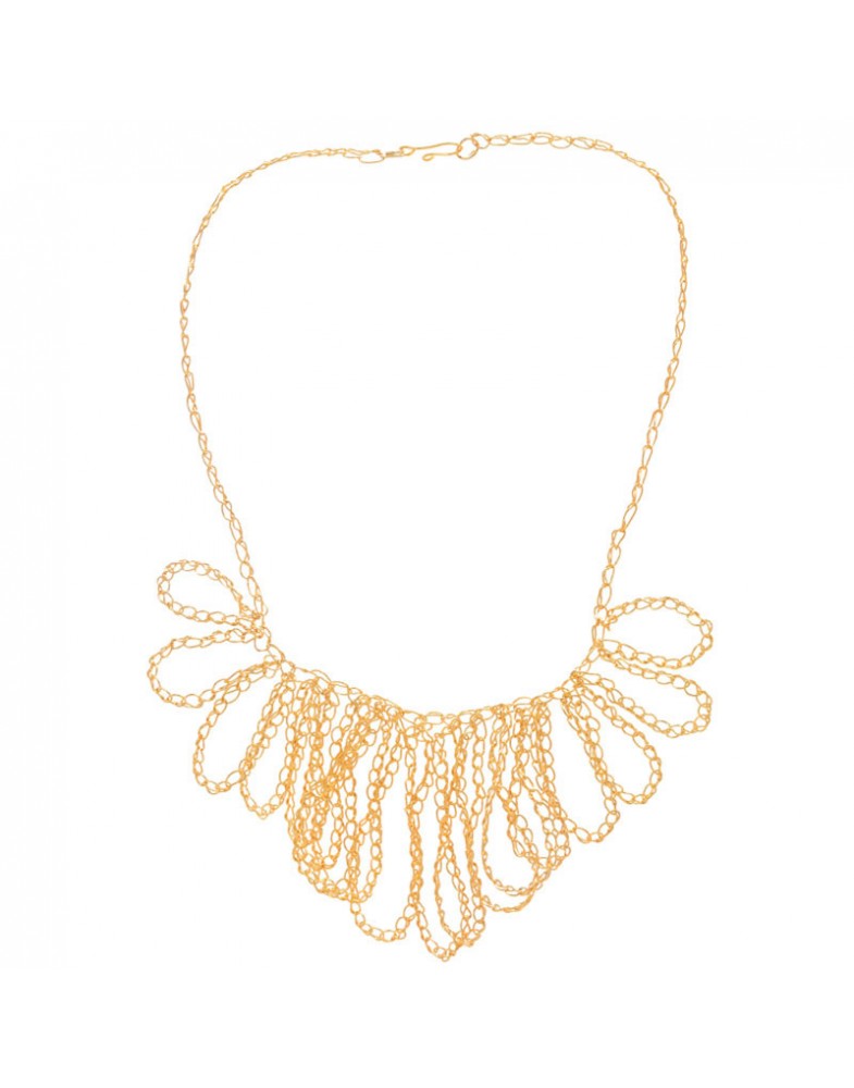 Colar Dourado Rendado Ondas
