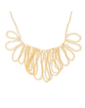 Colar Dourado Rendado Ondas