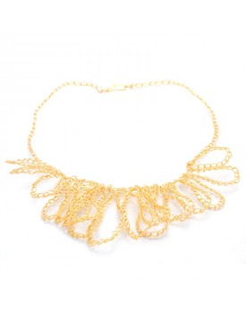 Colar Dourado Rendado Ondas