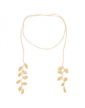 Colar Dourado Rendado Folhas