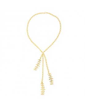 Colar Dourado Folhas Corrente