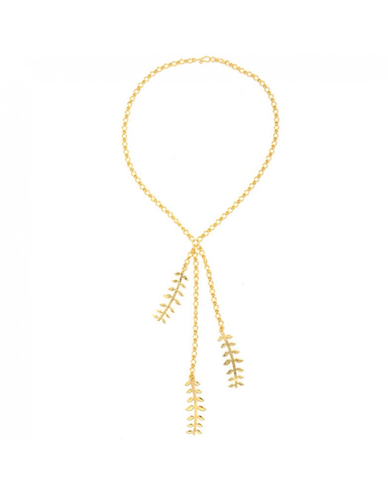 Colar Dourado Folhas Corrente
