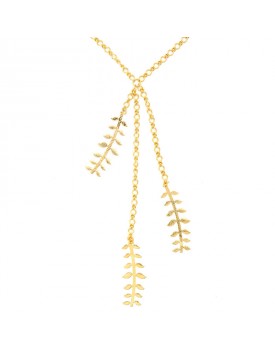 Colar Dourado Folhas Corrente