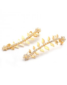 Brinco Dourado Galho Com Strass