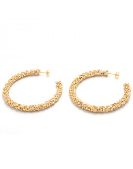 Brinco Dourado Argola Strass