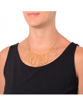 Colar Dourado Rendado Ondas