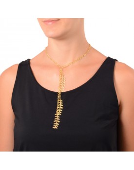 Colar Dourado Folhas Corrente