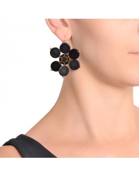 Brinco Dourado Flor Negra