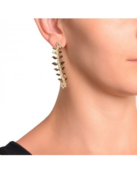 Brinco Dourado Galho Com Strass