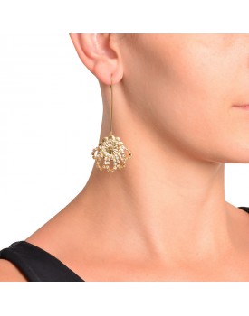 Brinco Dourado Margarida Com Strass