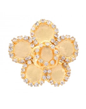 Brinco Dourado Flor 5 Pétalas Com Strass