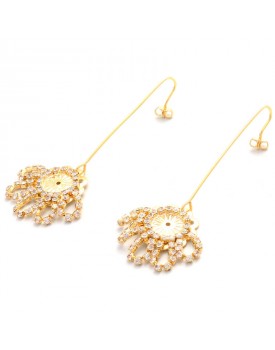 Brinco Dourado Margarida Com Strass
