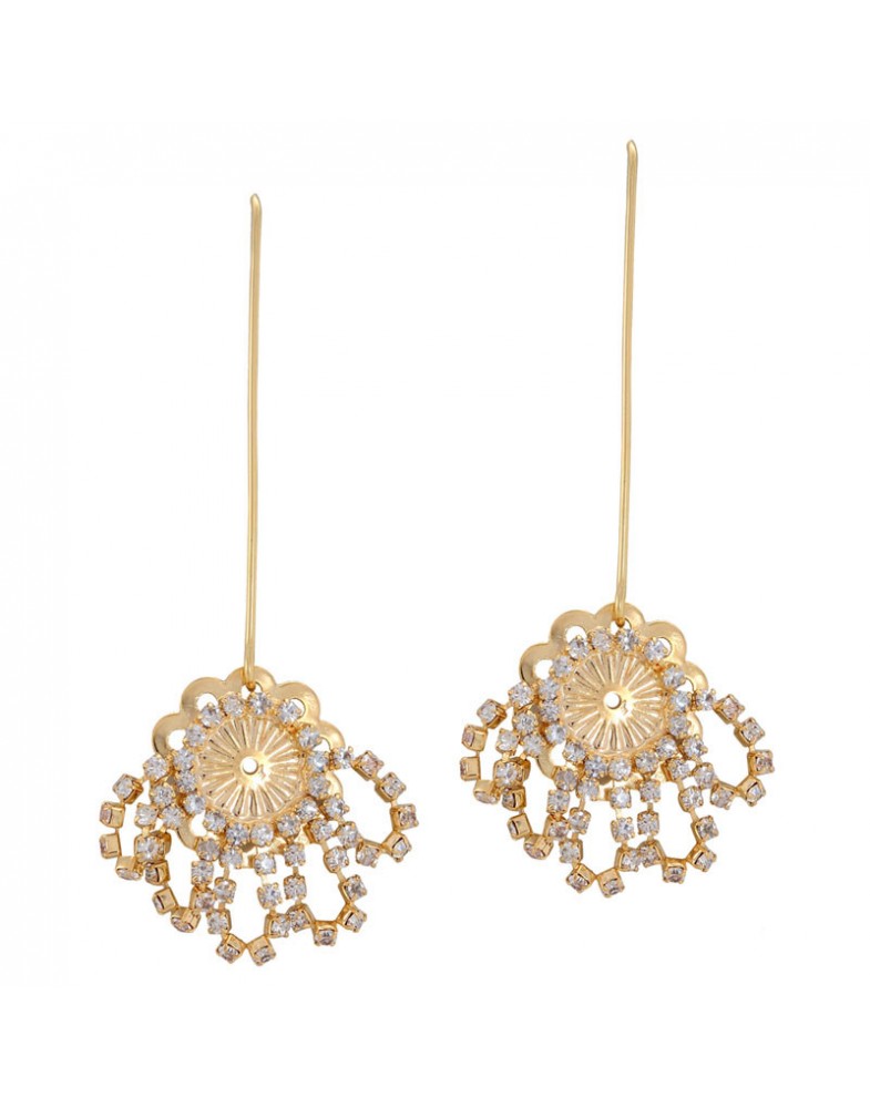 Brinco Dourado Margarida Com Strass