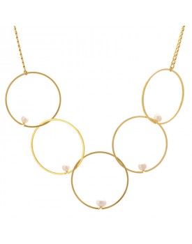 Colar Dourado Argolas Com Pérolas