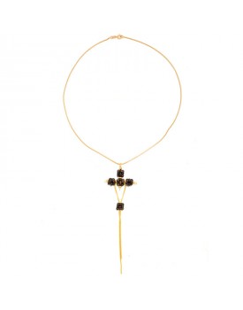 Colar Dourado Crucifixo De Imbuia