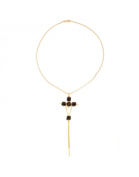 Colar Dourado Crucifixo De Imbuia