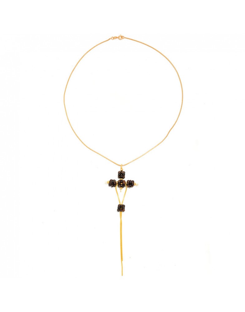 Colar Dourado Crucifixo De Imbuia