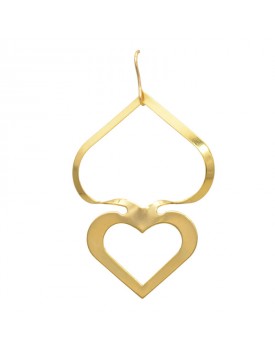 Brinco Dourado Coração Duplo